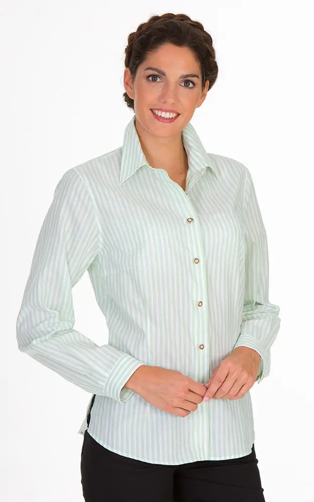 Trachtenbluse Valerie, hellgrün gestreift