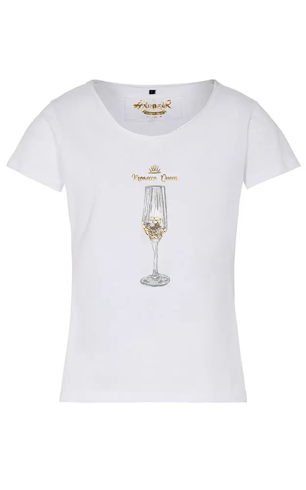 Damen-Shirt Prosecco Queen, weiß