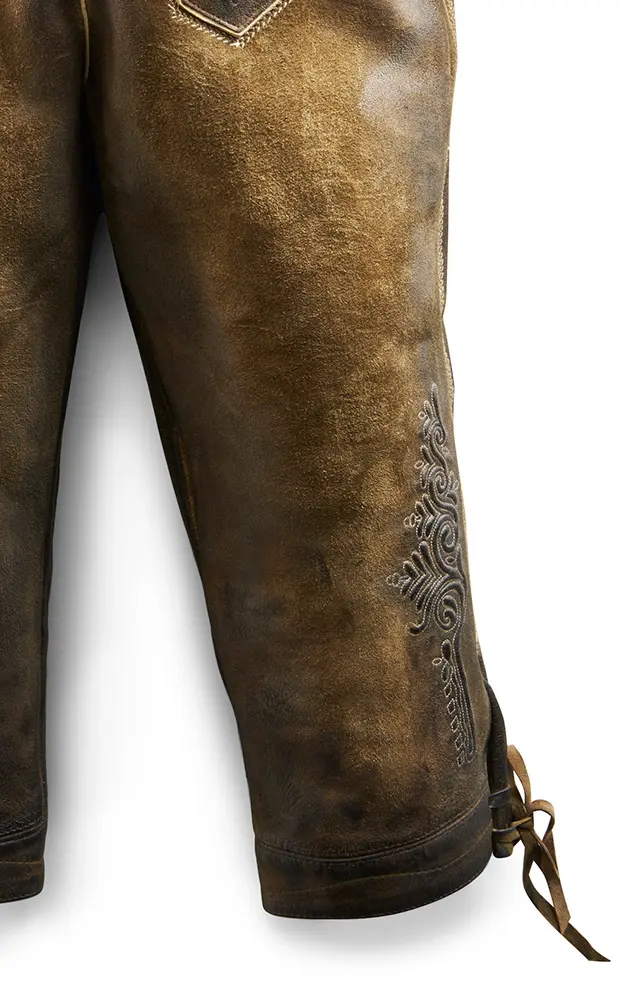 Lederhose Jakob mit Träger, braun antik