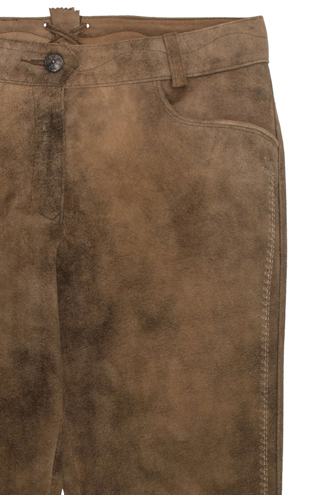 Damenlederhose Gundula, lang sandstein