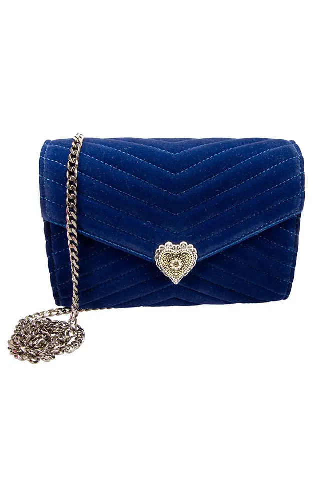 Trachtentasche Samtclutch, blau