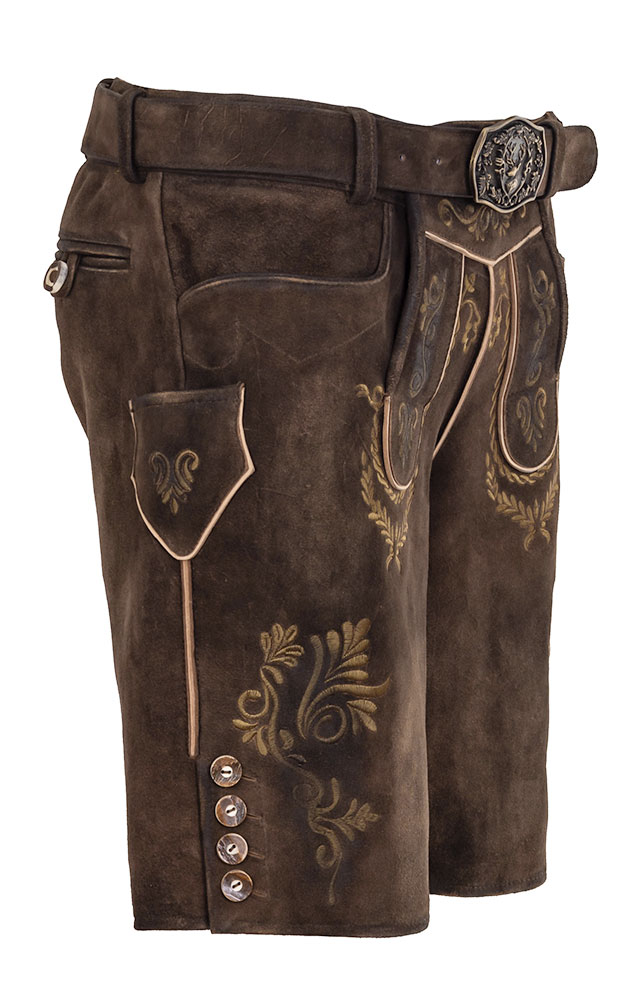 Lederhose Bregenz, mit Gürtel, espresso