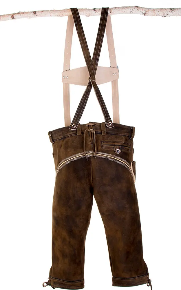 Lederhose Ludwig mit Träger, nougat