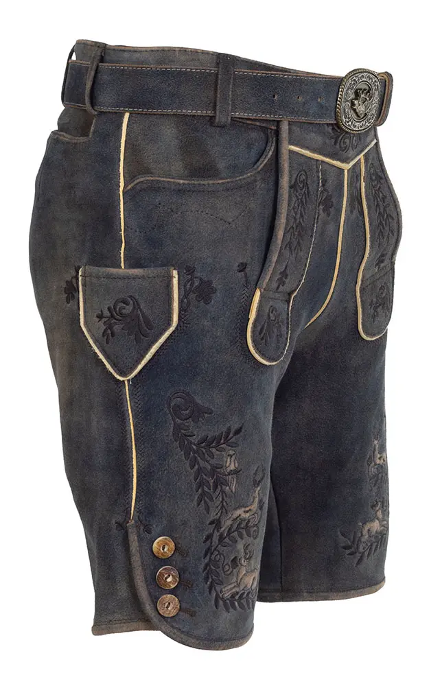 Lederhose Horgen mit Gürtel, schiefer anthtrazit