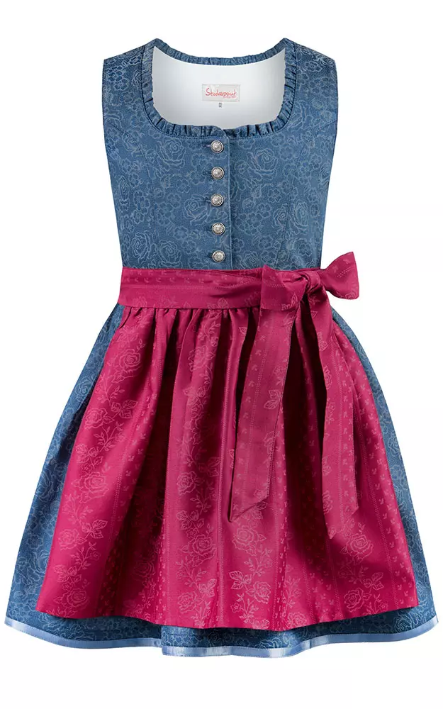 Kinderdirndl Kathi mit Schürze, blau/beere