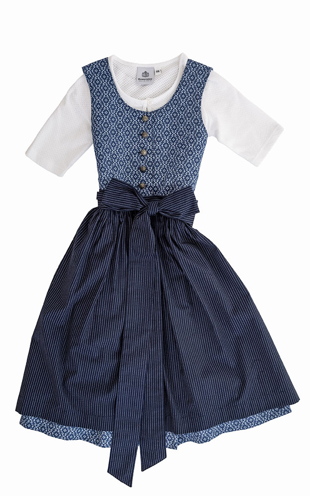Kinderdirndl Wallersee, mit Schürze u. Bluse blau