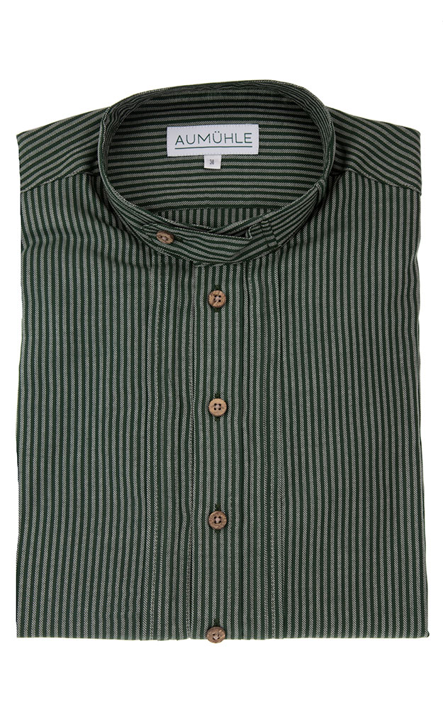Hemd 16265D, grün/grün gestreift Stehkragen