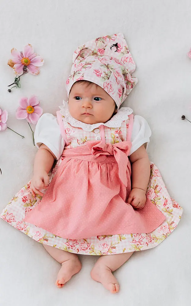 Baby-Dirndl mit Schürze, rosa