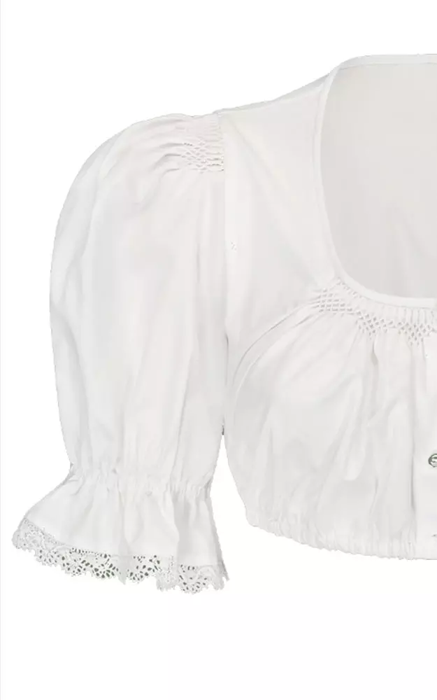 Dirndlbluse Alma, weiß Waffelsmok
