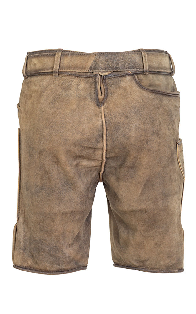 Lederhose Werner mit Gürtel, kieselbeige