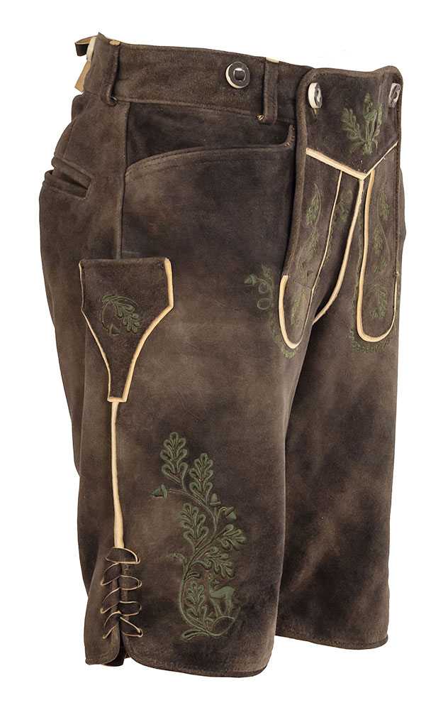 Lederhose Franz ohne Träger, dunkelbraun/tanne