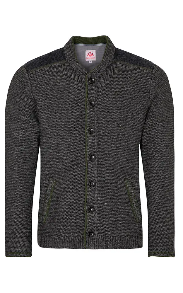 Strickjacke Alfred, dunkelgrau/oliv
