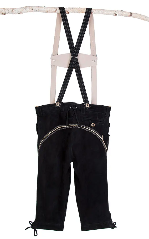 Lederhose Max Vagabund mit Träger, schwarz