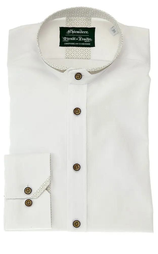Hemd 3012, weiß/braun - Slim fit