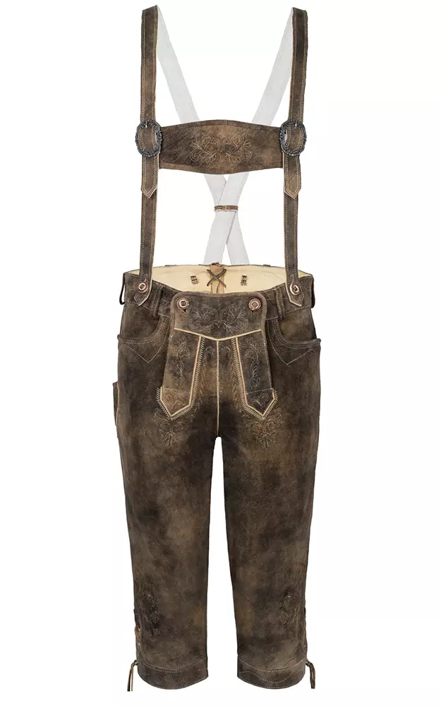 Lederhose Gand mit Träger, camel/sand