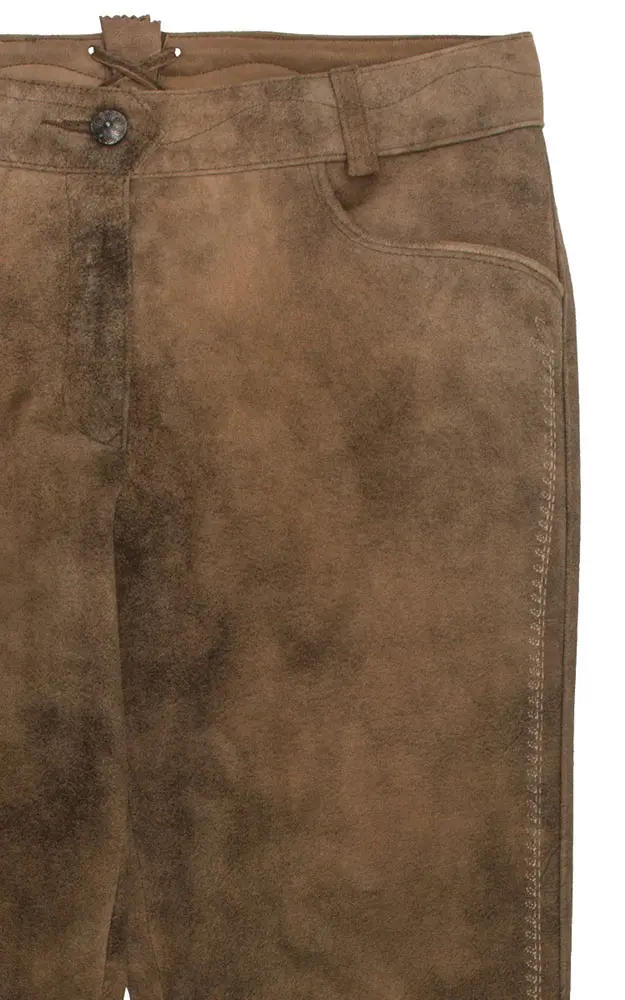 Damenlederhose Gundula, lang sandstein