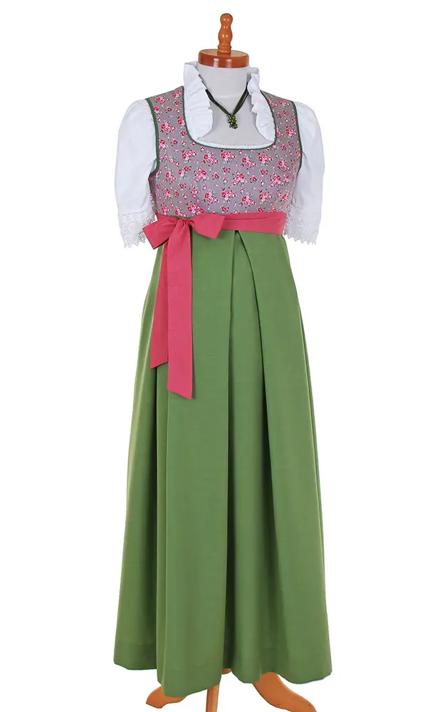 Schwangerschaftsdirndl mit Band, taupe/grün
