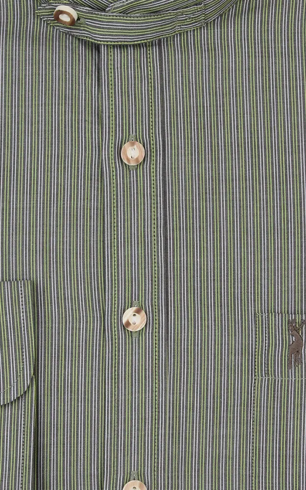 Hemd HE 942, oliv gestreift SK - Slim fit