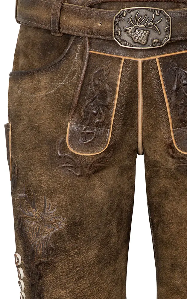 Lederhose Wayen mit Gürtel, taiga