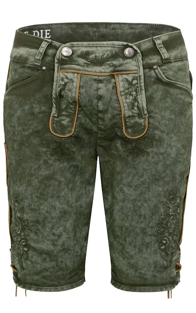 Stofflederhose Trachtenjeans , armygrün