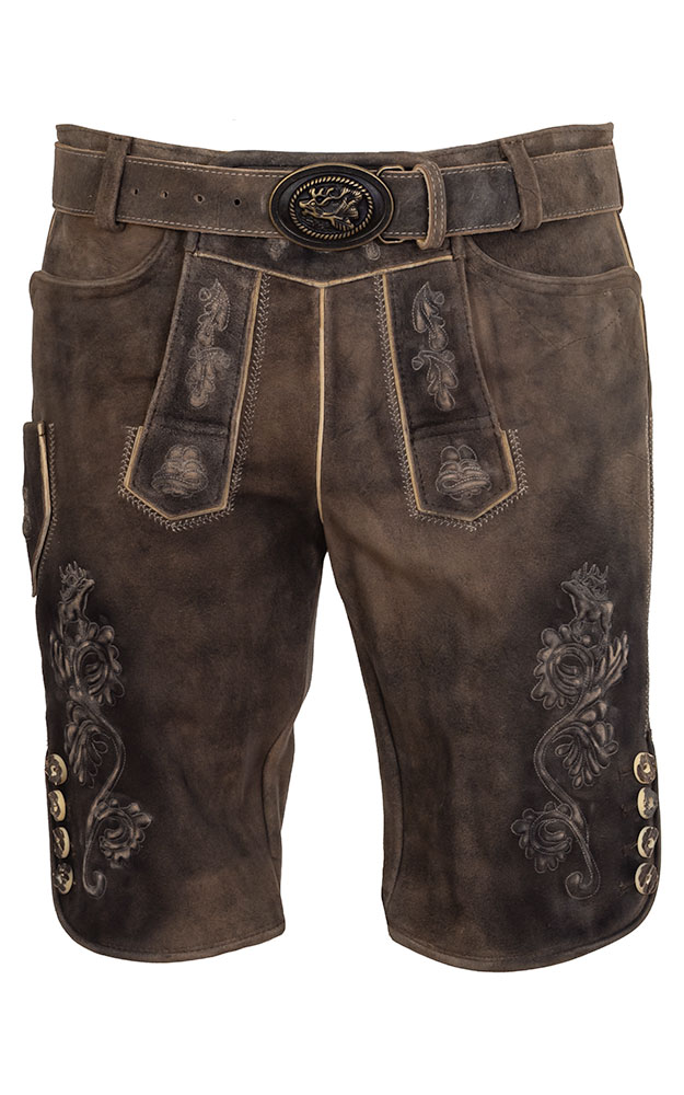 Lederhose Silbersee mit Gürtel, espresso