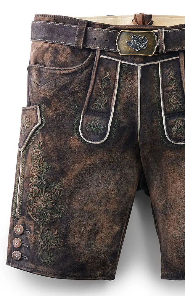 Lederhose Hector, mit Gürtel moor