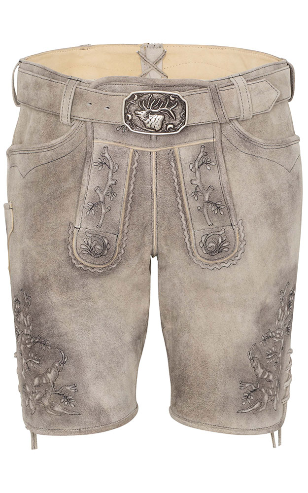 Lederhose Petersberg mit Gürtel, grau