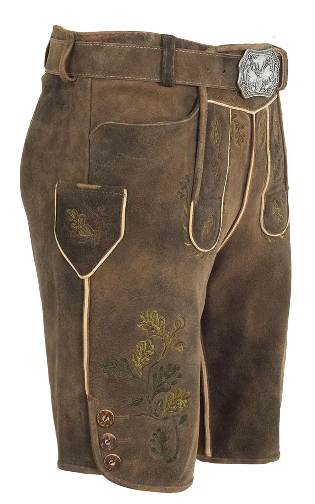 Lederhose Murten mit Gürtel, mittelbraun