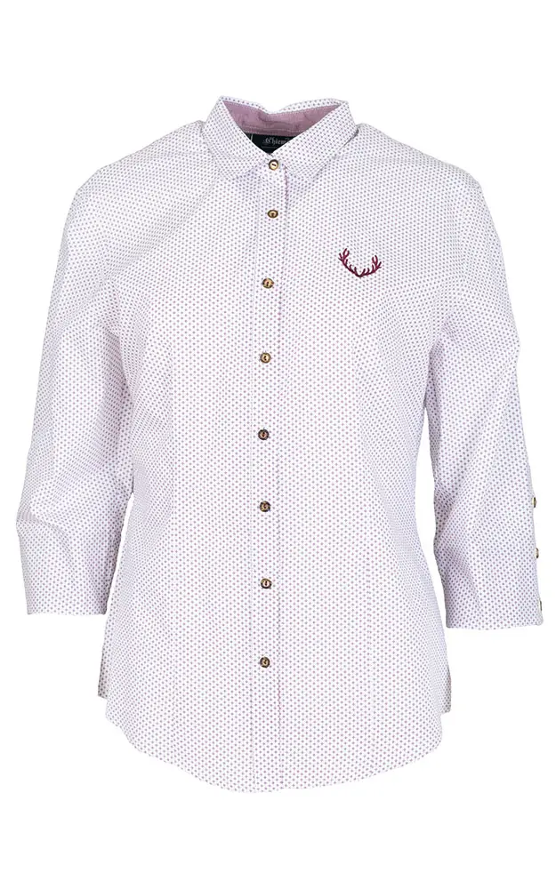 Trachtenbluse 6905 8448, weiß Kreuze beere