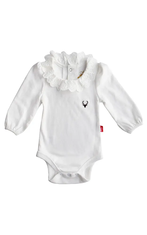 Baby-Body Rüsche langarm, weiß