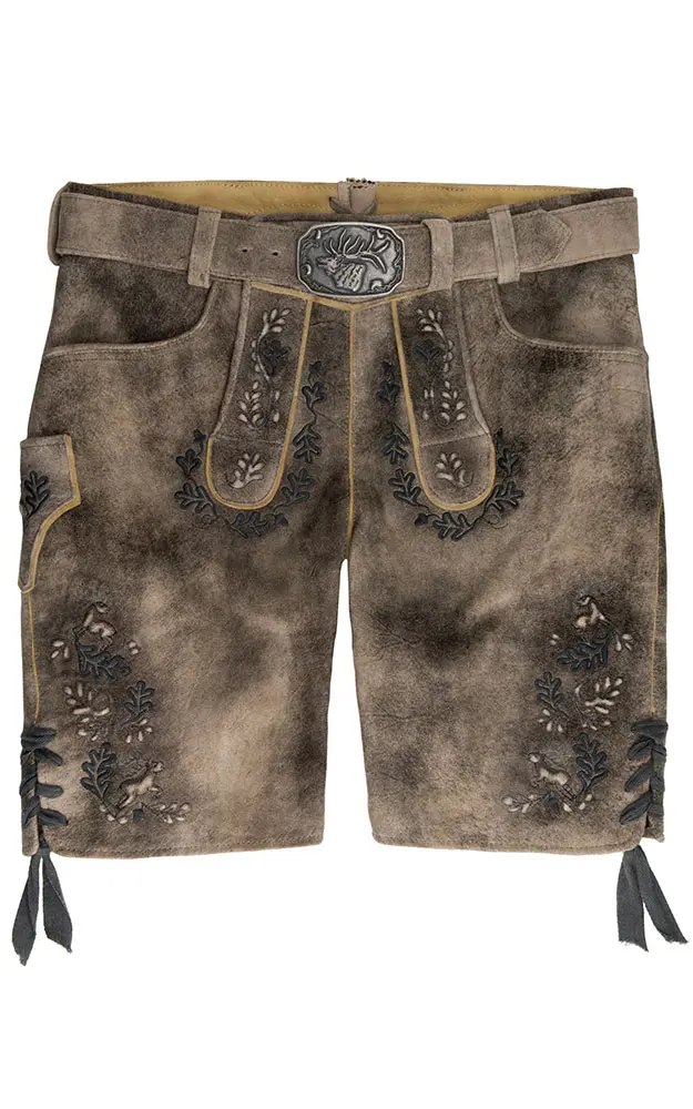 Lederhose Dom mit Gürtel Sämina, grau