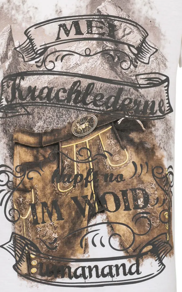 T-Shirt Krachlederne, weiß