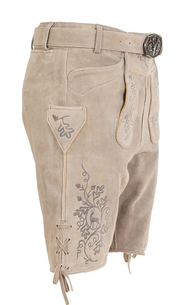 Lederhose 7742 mit Gürtel, hellbraun