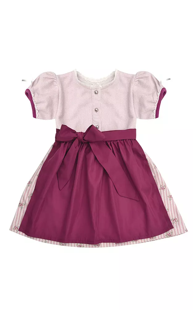 Baby-Dirndl Barodino mit Schürze, weinrot