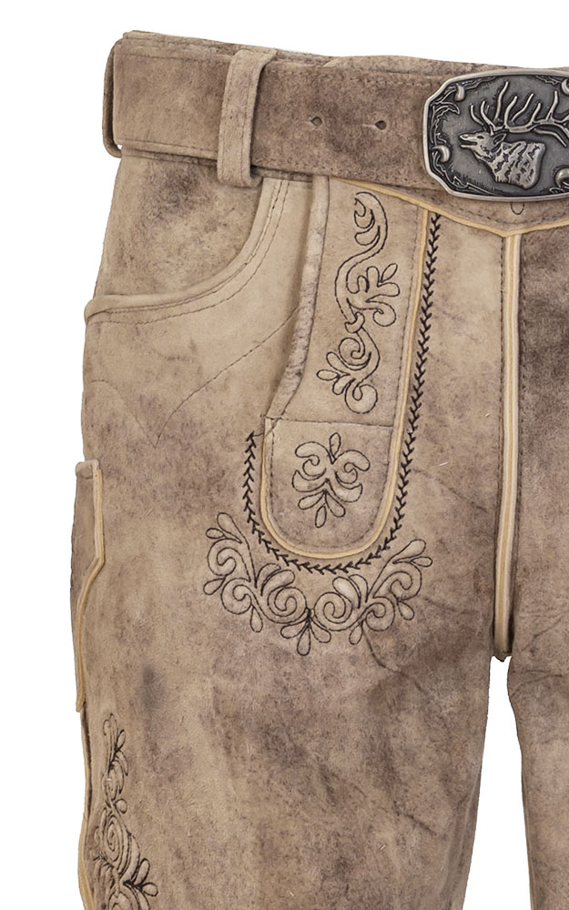 Lederhose Gote mit Gürtel, birke