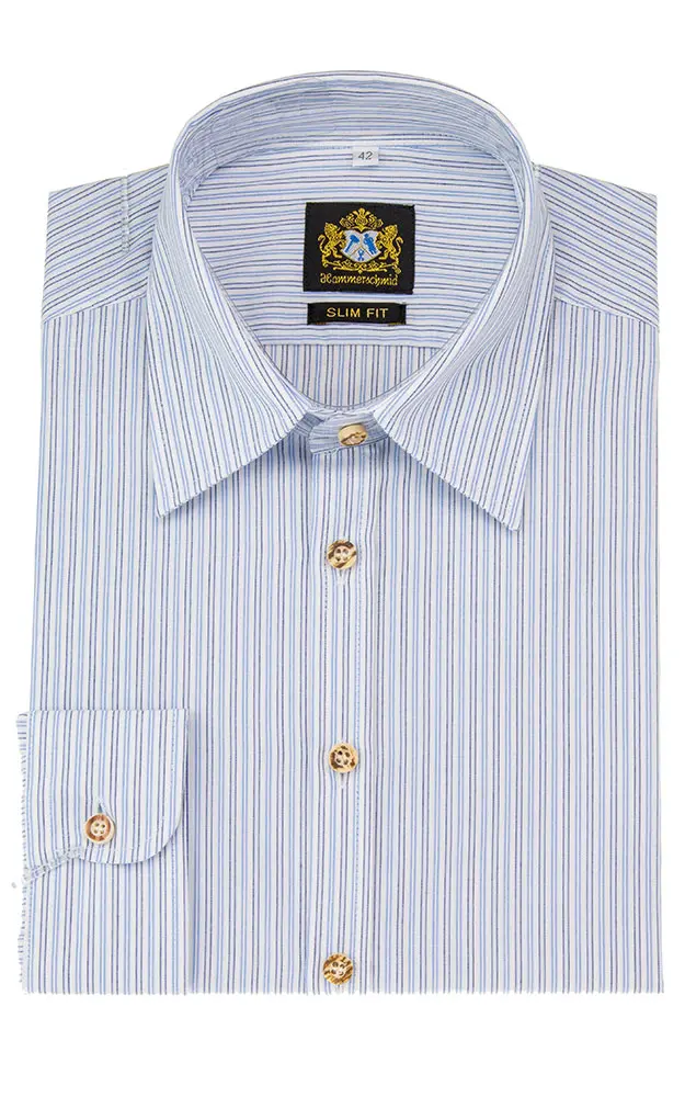 Hemd 222 1315, blau gestreift - Slim fit