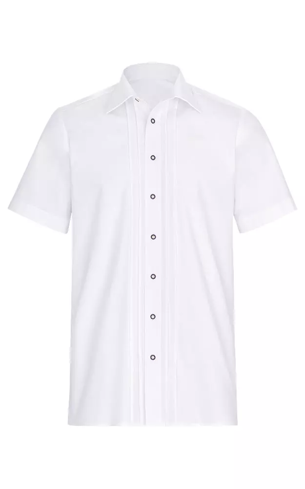 Hemd 4 Biesen, weiß Kurzarm