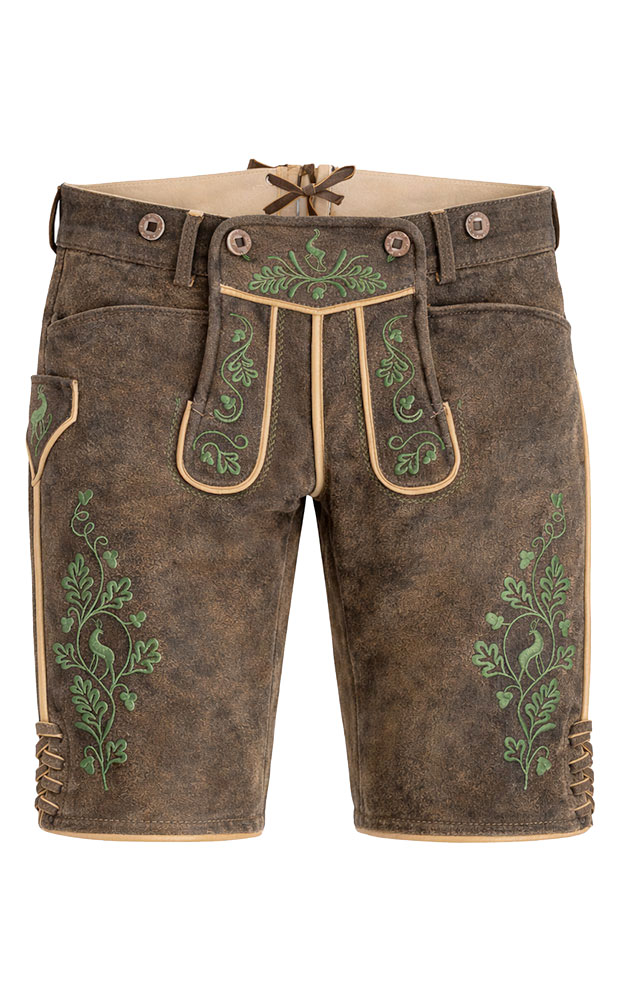 Hirschlederhose Ludwig ohne Träger, rauchschwarz