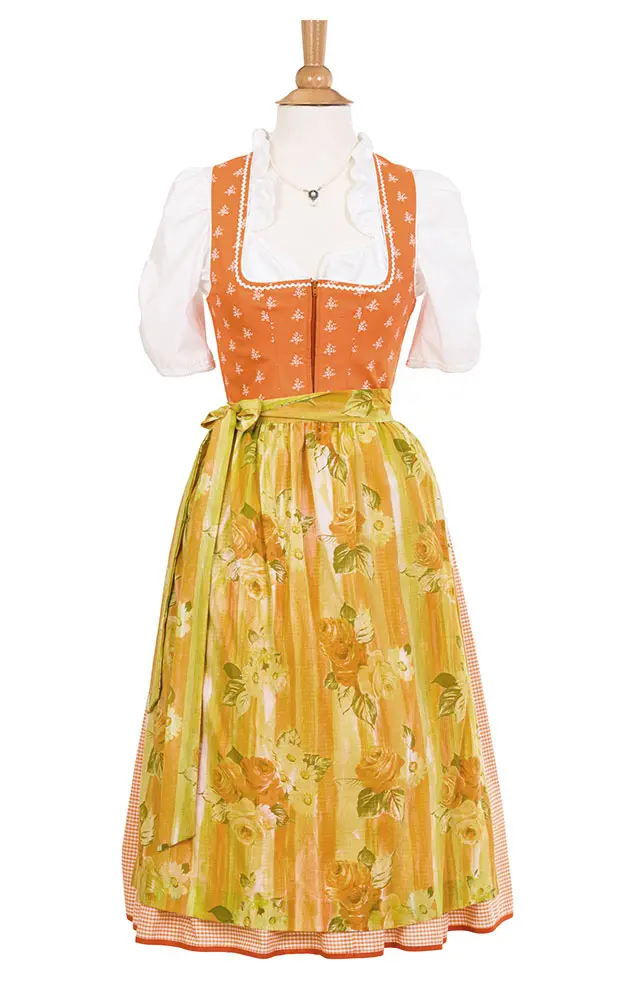 Blusendirndl Erlbach /E orange, mit Schürze