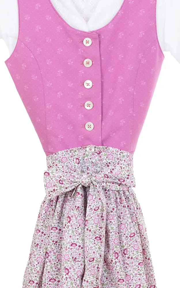 Kinderdirndl Bergsee, mit Schürze u. Bluse altrosa