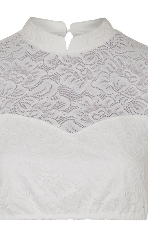 Dirndlbluse Andora Langarm, offwhite Spitzenarm