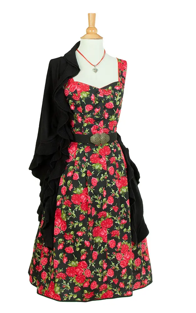 Kleid Rosental /E schwarz/rot, ohne Schürze