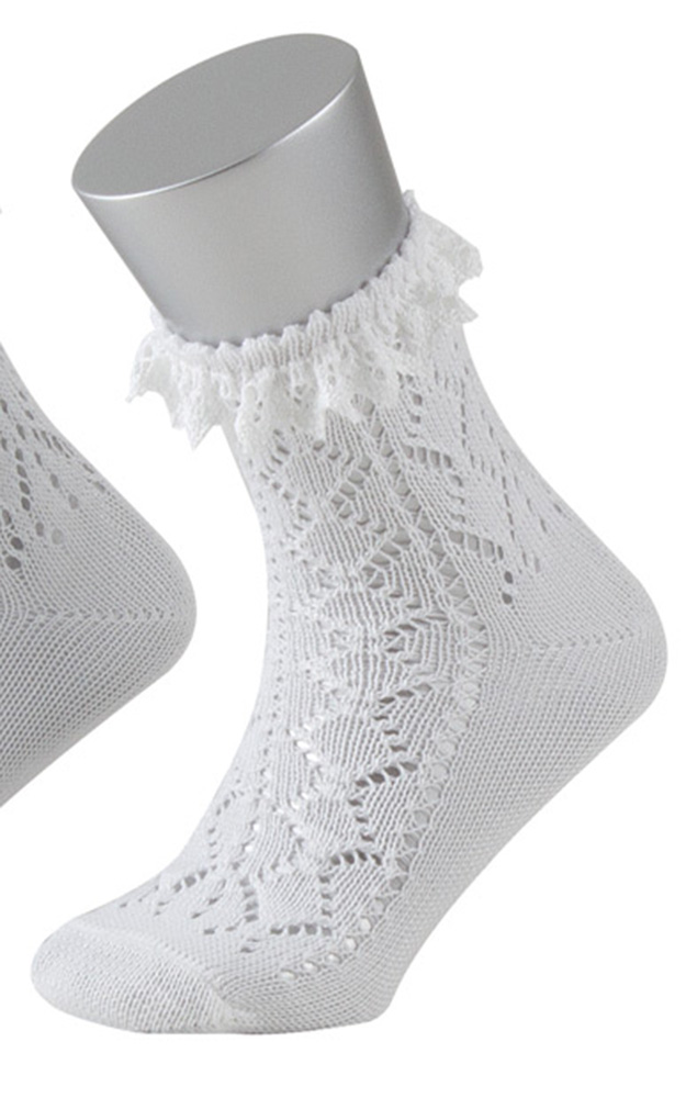 Kindersocken 1280S Spitze, weiß