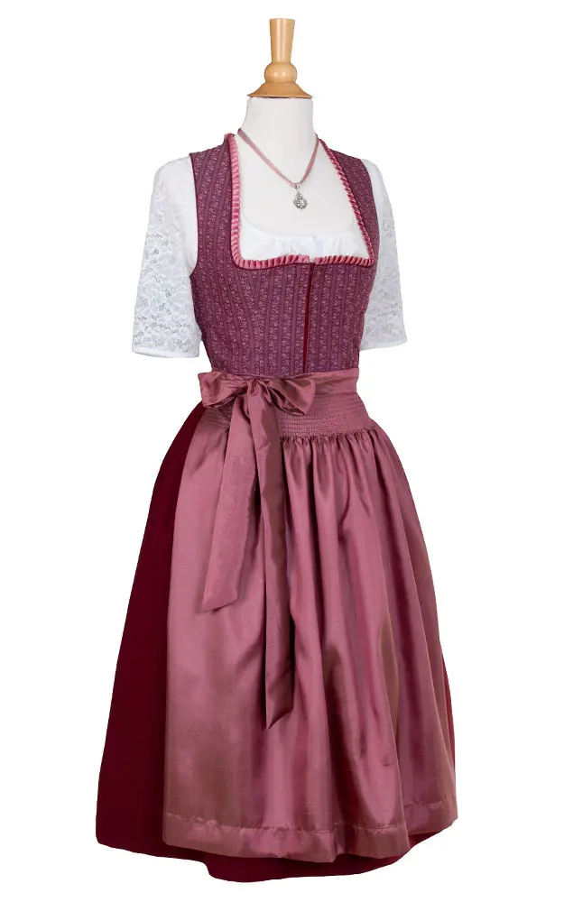 Blusendirndl Glemmtal weinrot, mit Schürze