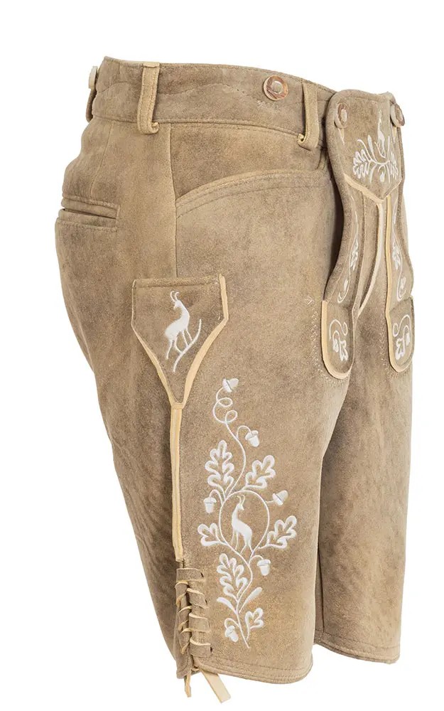 Hirschlederhose Ludwig ohne Träger, urig hell