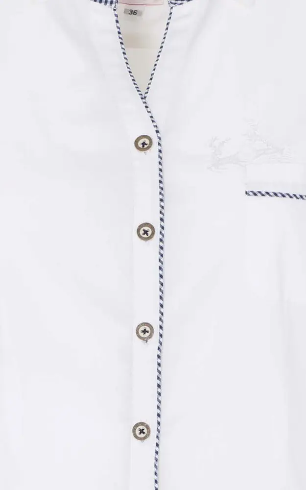 Trachtenbluse Polenta, weiß/dunkelblau