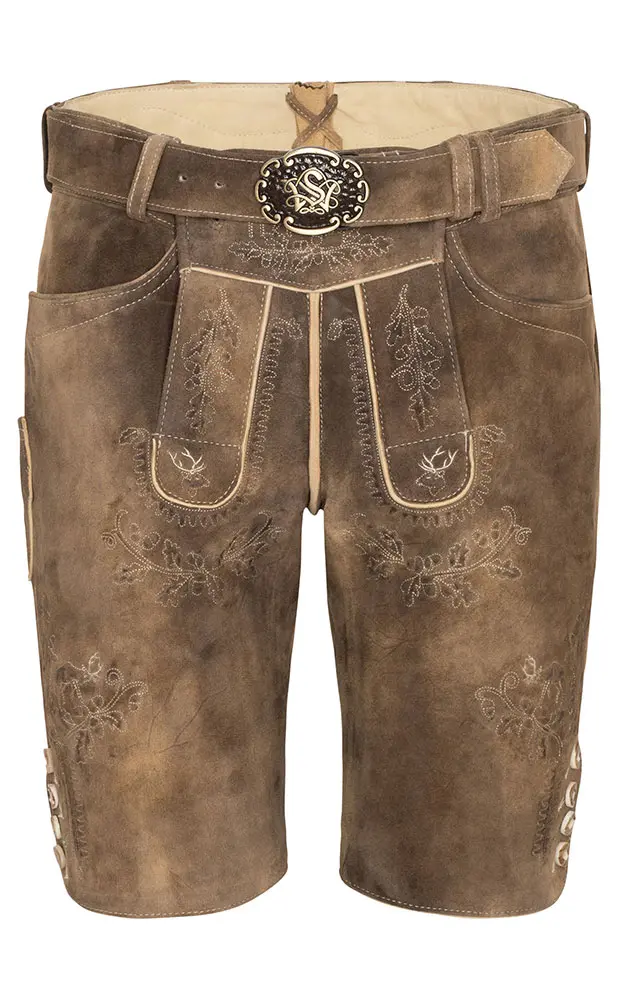 Lederhose Brunn mit Gürtel, bernstein