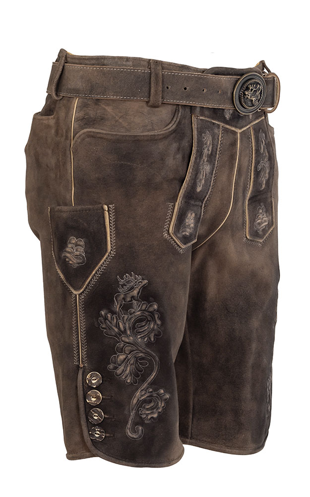 Lederhose Silbersee mit Gürtel, espresso