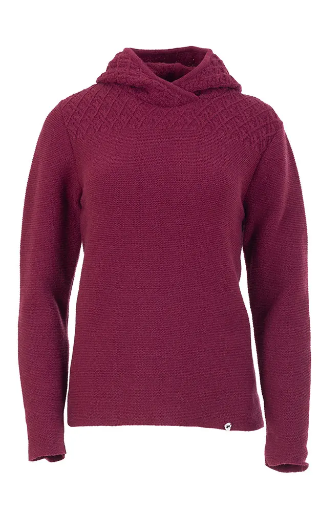 Strickpulli Ines mit Kapuze, weinrot