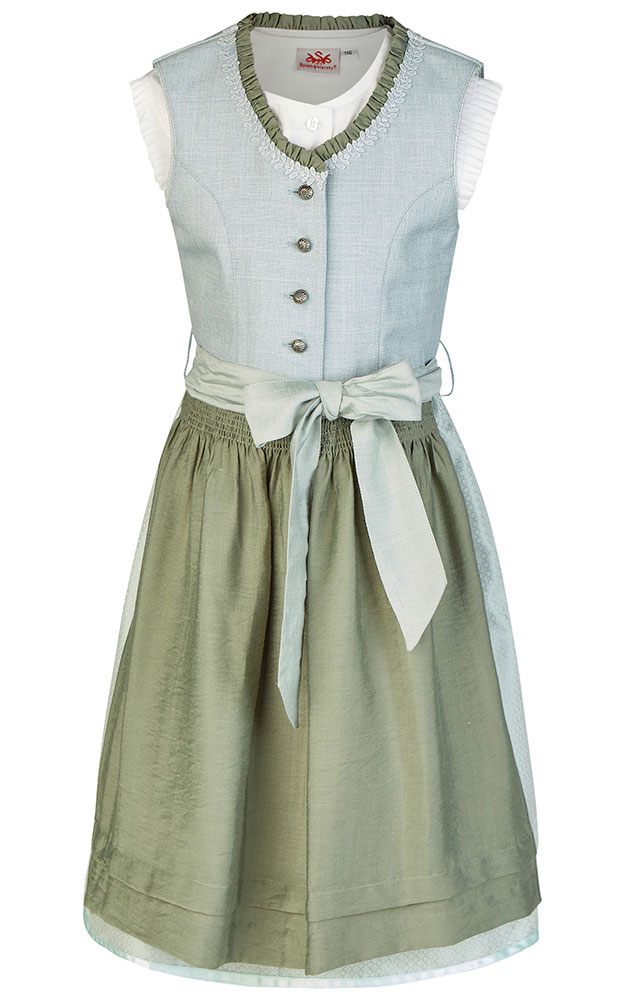 Kinderdirndl Holly mit Bluse & Schürze, mintgrün